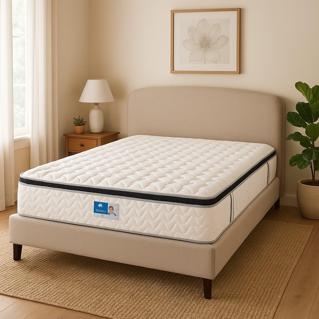 Zavora Homes Bonell Spring Pillow Top Mattress – Orthopedic Support | (30 cm Thickness) | Pressure Relief | Motion Isolation | Premium Knitted Fabric | Medium Firm Comfort (Queen XL - 160 x 200 cm)