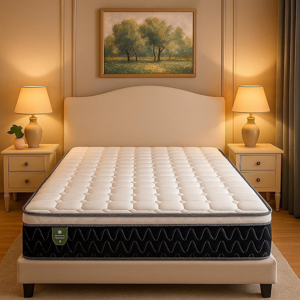 Zavora Homes Bonnell Spring Euro Top Mattress | (30cm Thickness) | Pressure Relief | Breathable Knitted Fabric | Motion Isolation | Long-Lasting Comfort (Double - 140 x 190cm)